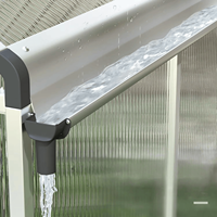 Serre de jardin moderne 6 x 6 pieds, argentée, grande, avec cadre en aluminium, fenêtre et porte en polycarbonate, gouttières anti-pluie, pour la croissance des plantes et l'observation de la nature