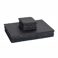 Set de napperons et sous-verres en ardoise avec logo personnalisable, vaisselle en ardoise noire avec motif pour la décoration de la maison et du restaurant