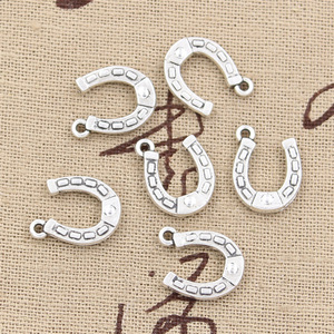 Charms may mắn móng ngựa may mắn bùa may mắn Mặt dây chuyền màu bạc Tây Tạng 15x12mm đồ trang sức Cổ Tự Làm Thủ Công - Product Image 4