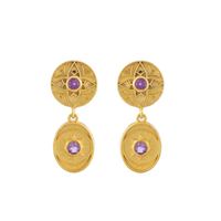 Boucles d'oreilles pendantes géométriques tendance plaquées or 18 carats avec améthyste, en laiton, bijoux fantaisie de soirée