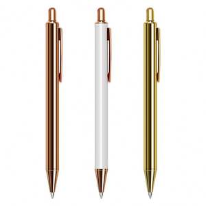 Stylo bille métallique de luxe 1,0 mm, finition or rose élégante, fournitures de bureau avec logo personnalisé, à clic - Product Image 1