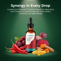 Complément alimentaire aux gouttes de piment de Cayenne, fruit d'aubépine, vitamine D3 K2, betterave, curcuma, cannelle de Ceylan - 60 ml pour les végétariens