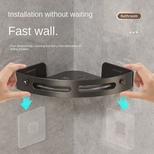 Étagère d'angle de salle de bain moderne en plastique à un seul niveau, non pliable, étanche, design sans perçage pour <span class=keywords><strong>rangement</strong></span> de gel <span class=keywords><strong>douche</strong></span> et articles de toilette - Product Image 5