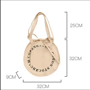 Grand sac fourre-tout en toile de coton, forme ronde, écologique et durable, tissu lourd de 16 oz avec votre logo, toile circulaire personnalisée - Product Image 5