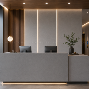 Quartzite gris de dureté supérieure, pierre gris moyen uniforme avec résistance aux intempéries et esthétique minimaliste pour un design moderne - Product Image 2