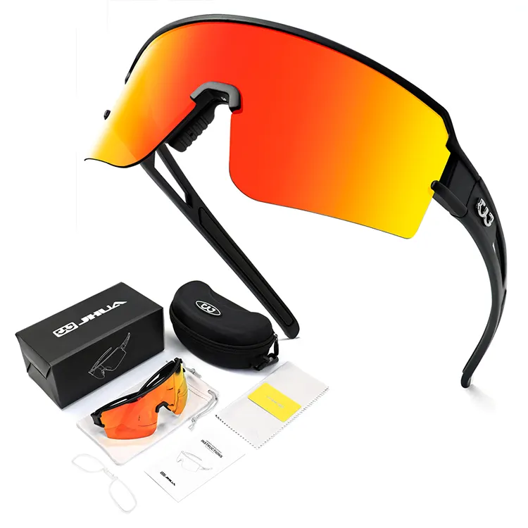 Wholesale Outdoor Colorful Sunglasses Cycling Glasses Men Women Black Frame Polarized Lenses Photocromic Cycling Goggles