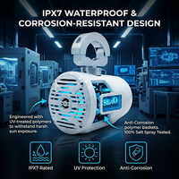 Haut-parleur de tour de wakeboard marin certifié ISO9001, 6,5 pouces, 125W RMS, étanche IPX7, blanc, audio pour bateau, logo LED RGB personnalisé, OEM/ODM SEA0