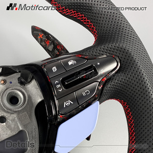 Volante Deportivo Personalizado de Fibra de Carbono Forjado Rojo con Palancas de Cambio LED para Hyundai N Elantra N I30N I20N N-line 2018-2026 - Product Image 5