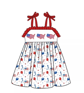 Nouvelle Arrivée 4 juillet 2022 Combinaison tricotée style boutique avec appliqué pour bébé fille, modèle bulle - Product Image 6