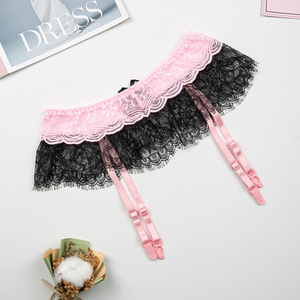 Gran oferta: Lencería sexy con liguero de encaje transparente y lazo, tirantes ajustables para medias, liguero exótico para mujer - Product Image 6