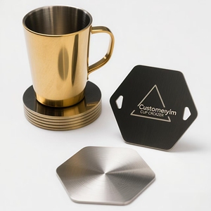 Servicios de Producción Personalizados de Fábrica, Bandeja de Latón de Lujo para Bebidas, Posavasos de Metal de Acero Inoxidable Anodizado con Recubrimiento PVD - Product Image 1