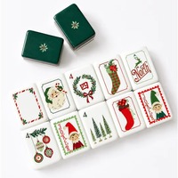 Jeu de Mahjong Américain Personnalisé en Acrylique Gravé, Tuiles de Mahjong Américain Vert Pin, Idéal pour Noël et les Soirées de Jeu en Famille, Cadeau