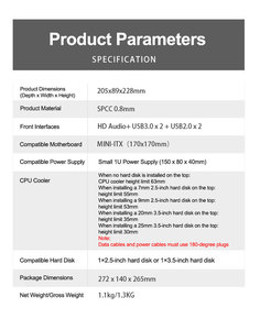 Mini <span class=keywords><strong>ITX</strong></span> HTPC custodia Desktop 5V ARGB pannello frontale <span class=keywords><strong>4</strong></span> porte USB <span class=keywords><strong>1U</strong></span> alimentatore supporta 4k-per <span class=keywords><strong>computer</strong></span> da gioco Design compatto <span class=keywords><strong>ITX</strong></span> - Product Image 6
