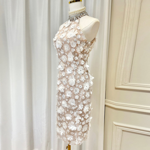 <span class=keywords><strong>Abiti</strong></span> floreali impiombati personalizzati per le donne Halter senza maniche tunica Patchwork diamanti elegante abito cerimoniale - Product Image 2