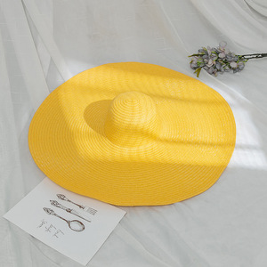 Bán buôn thời trang biểu tượng tùy chỉnh bãi biển thêm rộng vành có thể gập lại mùa hè mũ rơm người phụ nữ - Product Image 4