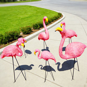 ประติมากรรมนกสีชมพูสวยงาม ดีไซน์ทันสมัย พร้อมขา PE ปรับระดับได้ ใช้ตกแต่งสวนหรือเป็นเหยื่อล่อสัตว์ป่ากลางแจ้ง - Product Image 5