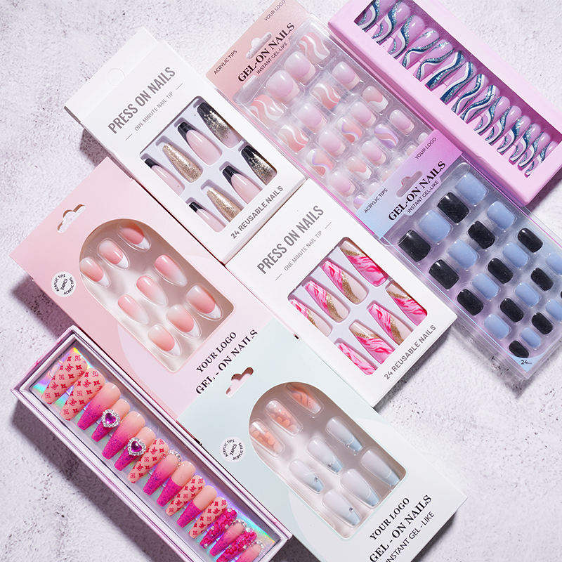 Almond Stiletto Square Coffin High Quality Gel Wear Nail Luxury Rhinestone False Nail Handmade Press on Nails