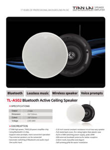 Système Home Cinéma Tianlai A502 – Haut-parleur de plafond encastré, <span class=keywords><strong>tweeter</strong></span> mural, Bluetooth, musique d'ambiance sans cadre - Product Image 6