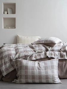 Bông Và Vải Lanh Sợi Nhuộm Vải Dệt Jacquard Vải Cho Bốn Mảnh Thiết Lập Nhật Bản Phong Cách Đơn Giản Tấm Ga Trải Giường Bộ Đồ Giường - Product Image 4