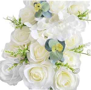 Wholesale Artificial White Silk Rose <b>Table</b> <b>Runner</b> 210x40x30CM Handmade for Wedding Decoration - Product Image 4