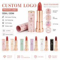 Rouge à lèvres mat de luxe à marque privée, logo personnalisé, végan, waterproof, longue tenue, haute pigmentation, maquillage pour les lèvres, vente en gros, faible MOQ