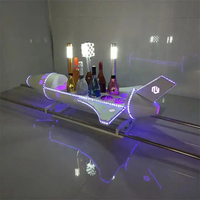 Présentoir lumineux pour champagne de boîte de nuit, support personnalisé pour voiture, avion, vodka, vin, acrylique, LED, chariot VIP pour bouteilles, plateau de présentation