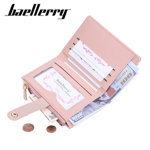 Baellerry Women's Short <b>Wallet</b> Pink Bi-Fold Card <b>Holder</b> With Zipper And Snap Closure For Everyday Use - Product Image 2