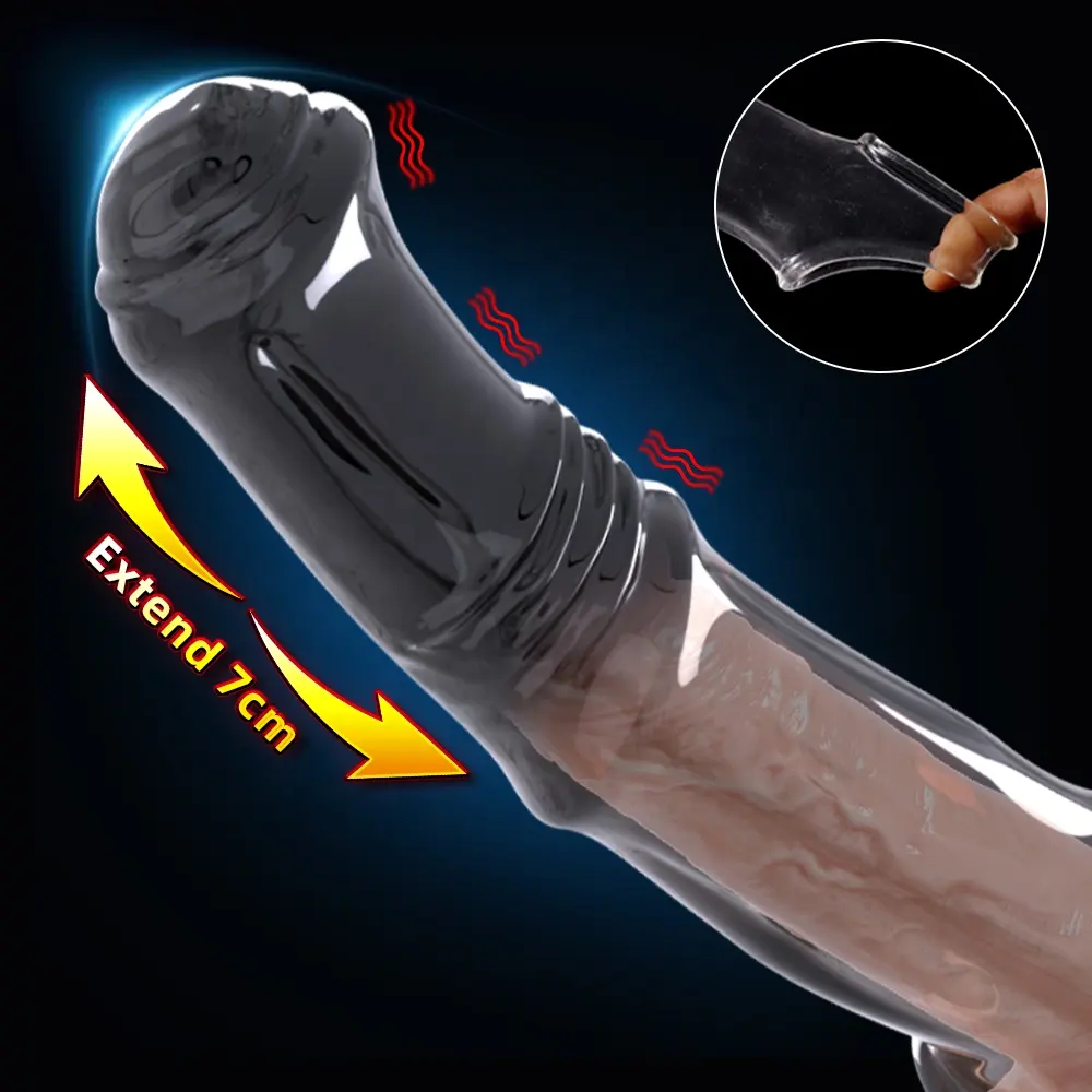 Cheval préservatif TPE matériel manchon Extender agrandissement du pénis retarder l'éjaculation réutilisable vibrateur masseur adulte SexToys pour hommes