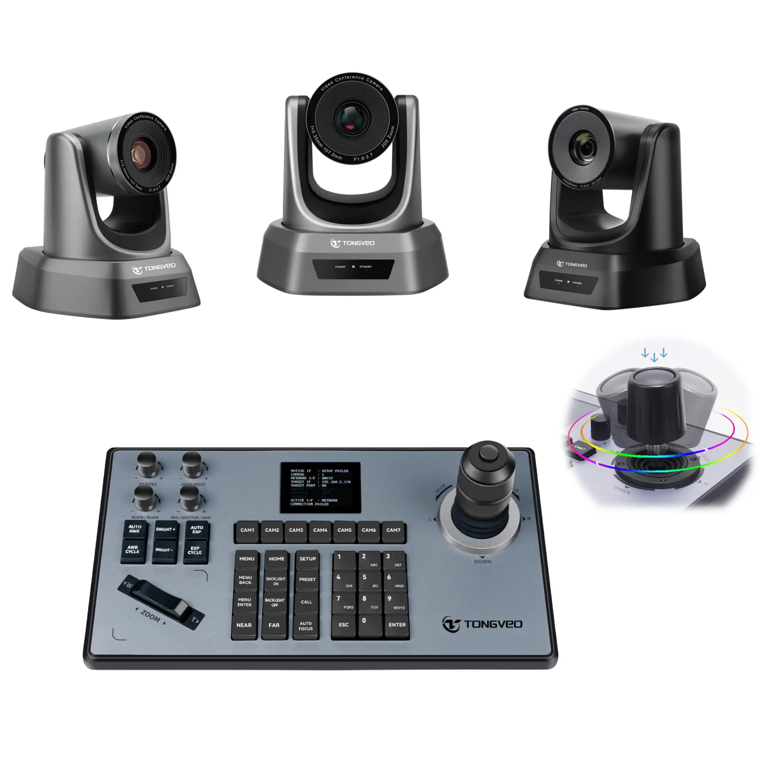 Live Streaming Camera 20x Zoom POE NDI Conference PTZ Camera and IP Joystick Controller