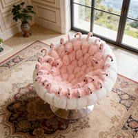 Fauteuil Créatif Esthétique Flamant Rose, Chaise Pivotante de Salle à Manger en Velours Doux, Canapé d'Appoint Individuel pour Sol