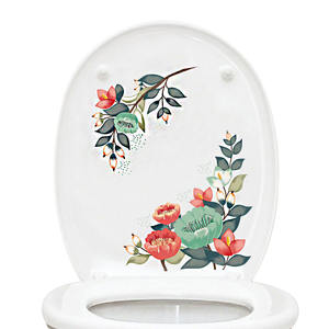 Dessin animé fleur papillon Rose plante verte <span class=keywords><strong>toilette</strong></span> autocollant salle de bain décoration <span class=keywords><strong>papier</strong></span> <span class=keywords><strong>peint</strong></span> auto-adhésif PVC sticker mural - Product Image 1