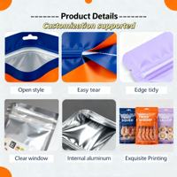 Sachet d'emballage alimentaire refermable en aluminium personnalisé avec fermeture éclair, résistant à l'humidité, à trois soudures latérales, pour échantillons de thé et de café