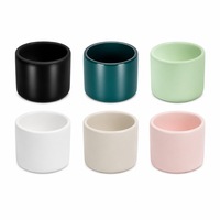 Vente en gros de pots à bougies en céramique cylindriques à parois droites, 3 oz, finition brillante, 6 couleurs, personnalisables avec logo, pour la fabrication de bougies
