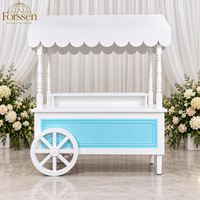 Chariot à bonbons avec auvent et roues, chariot de présentation blanc pour mariage, fête, baby shower, hôtel, événement, décoration, design personnalisé en usine