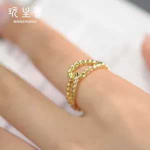 女士可调整大小的订婚简单镀金指关节戒指