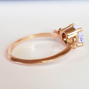 Bague en argent avec quartz lavande, bijoux de mode avec diamant rond, quartz lavande spécial pour fiançailles - Product Image 3