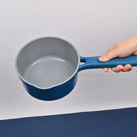 Ensemble de casseroles et poêles en alliage d'aluminium antiadhésif moulé sous pression pour la cuisine, ensemble de cuisine de couleur bleue de 7 pièces