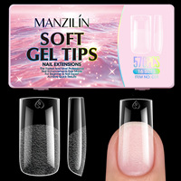 576 faux ongles en gel souple transparents, couvrance totale, formes amande, cercueil, stiletto, carré, pour nail art
