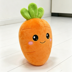 ของเล่นตุ๊กตาแครอทสีส้มยิ้มอ้วนพร้อมเสื้อใบไม้สีเขียวบลัชออนแก้มสีชมพูน่ารักหมอนยัดไส้ผักสำหรับเด็ก - Product Image 6