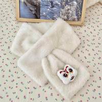 Nouveau cache-cou carré en peluche style danse du lion chinois, mignon, traditionnel, chaud, croisé, tendance pour étudiants