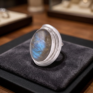 Gema labradorita Natural, anillo de Plata de Ley 925, joyería al por mayor, precio de fábrica - Product Image 3
