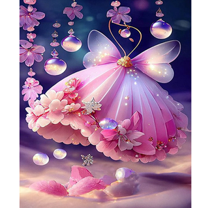 ชุดเดรสพิมพ์ลายผีเสื้อสีชมพูสำหรับผู้เริ่มต้นเป็นมิตรกับชุดตัวเลข40x5 0ซม./16x20นิ้วสำหรับศิลปะบนผนังบ้านเรื่องแนวนอน - Product Image 1