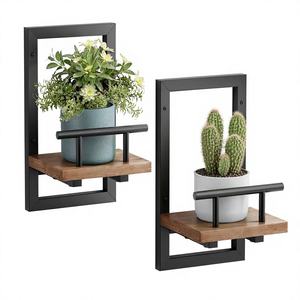 Étagères murales flottantes en métal pour plantes, gain de place pour la chambre à coucher, le salon, la cuisine, le bureau, la salle de bain, <span class=keywords><strong>d</strong></span>écoration (lot de 2) - Product Image 1