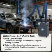 Purificateur de fumées de soudage à cartouche, les deux bras peuvent être personnalisés, machine à fumées de soudage haute performance spécifique aux ateliers