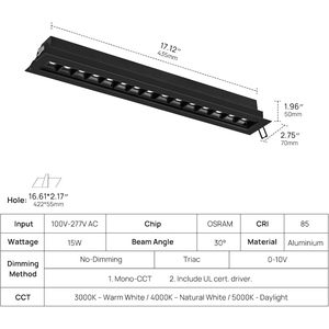 Stock en EE. UU. y Envío Gratuito - Foco <span class=keywords><strong>LED</strong></span> Ajustable SCON de 15 W, 1500 LM, 3000 K Blanco Cálido, Acabado Negro, Regulable TRIAC/0-10 V - Product Image 2