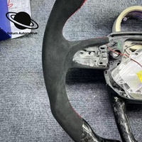 Volant de course en cuir PVC et fibre de carbone forgée avec éclairage LED, style suède, pour Audi Q5 Q6 Q7 Q8