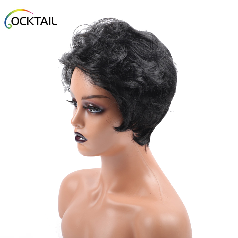 Short Silky Straight Wave Synthetic Wigs Kanekalon Fiber Different Colors Synthetic Wigs In Stock