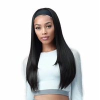 Perruque Bandeau Synthétique Longue et Lisse Noire pour Femmes Africaines, Style Européen-Américain, Modèle de Modification de la Forme du Visage