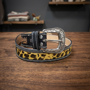 Cinturón Casual de Cuero Vacuno para Hombre, Diseño BS INTERNATIONAL, Estampado por Transferencia de Calor, Hebilla de Acero, Ecológico, Patrón Floral, Personalizable - Product Image 1