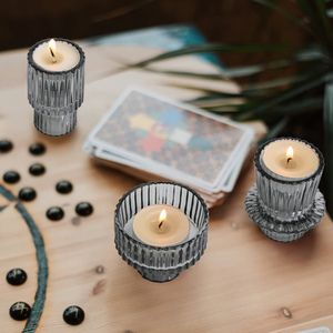 Vente en gros bougeoir de luxe unique pour Noël bougeoirs vides bougeoirs en <span class=keywords><strong>verre</strong></span> pour mariage décoration intérieure - Product Image 4
